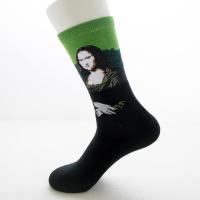 Original artistic socks patterned novelty socks mona lisa painting museum socks gift trendy socks cotton men women unisex socks ankle crew socks colorful black green vintage socks